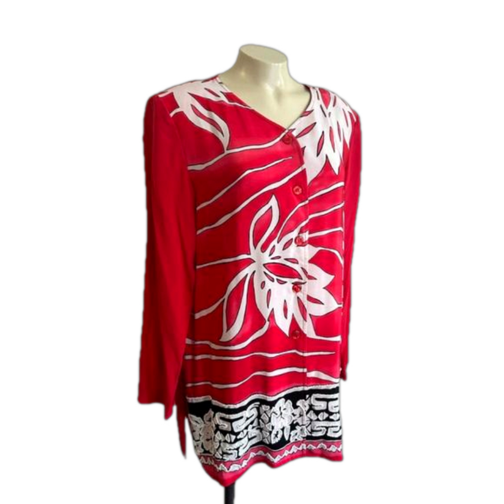 Diane Gilman VTG 100% silk beaded blouse /tunic sz MED